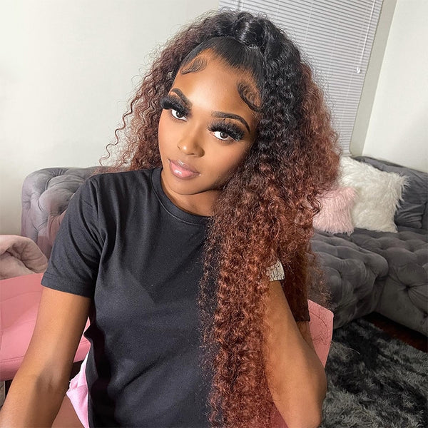 AMBIBI Ombre Brown Kinky Curly Lace Wig